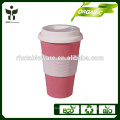 hotsale bamboo fiber eco-coffee cup with silicone sleeve and lid